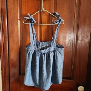 a.n.a A New Approach Blue Crop Top Linen Rayon Blend Medium